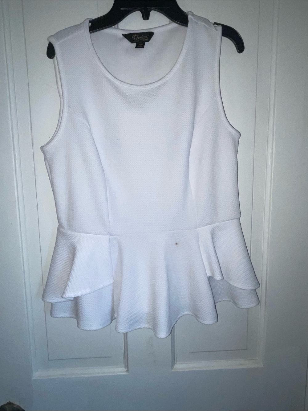 Thalia Sodi White Sleeveless Peplum Tank Top